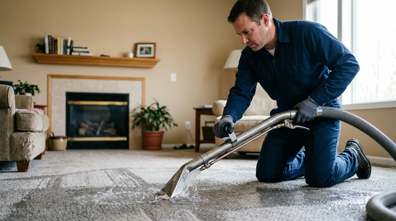 Water damage restoration technician working near Ashfield, MA